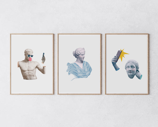 Poster-Set "Griechische Statuen im Zeitalter von Social-Media"