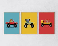 After Hover: Poster-Set II "Süße Tiere in Autos"